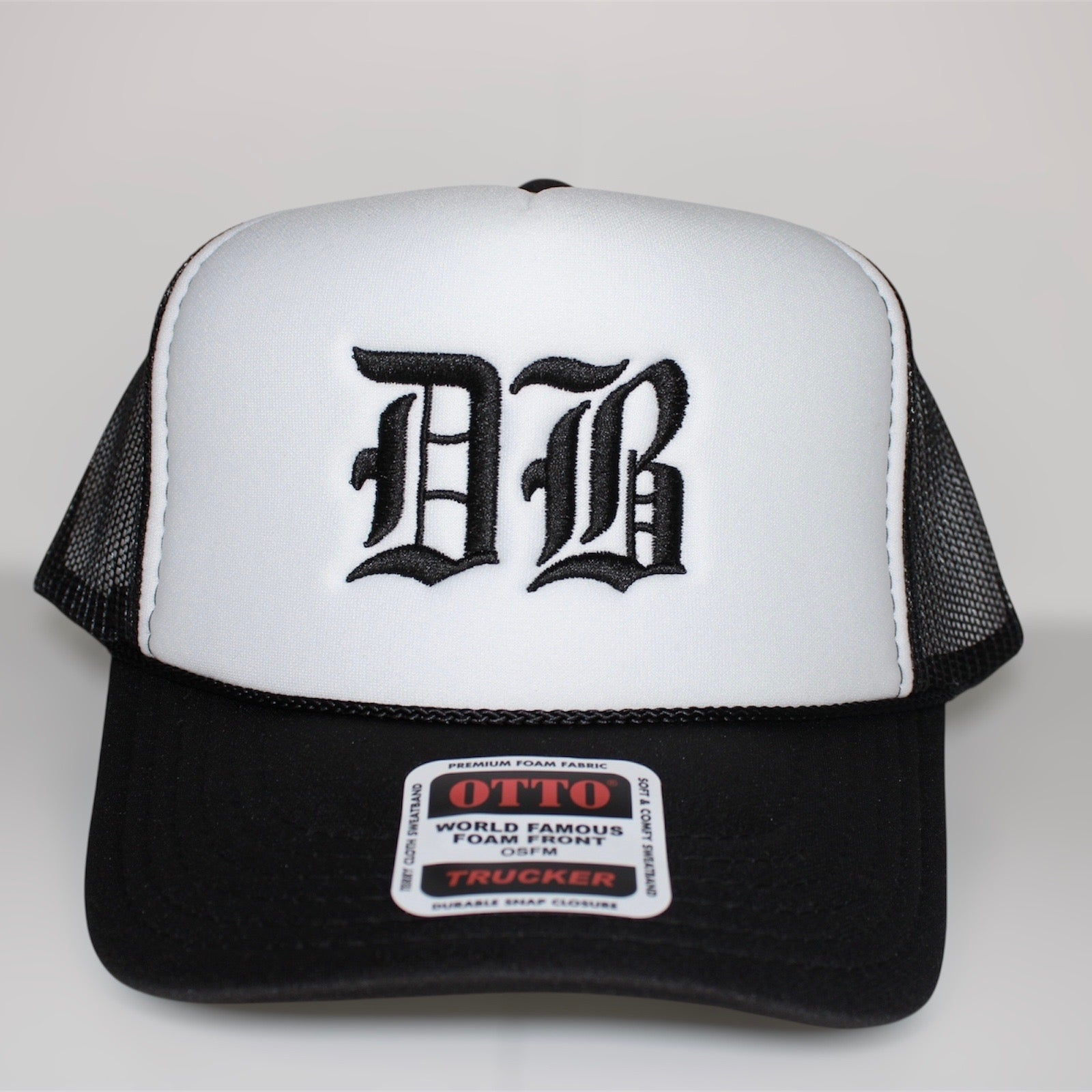 DB Old English (Black/white) Premium SnapBack Trucker Hat